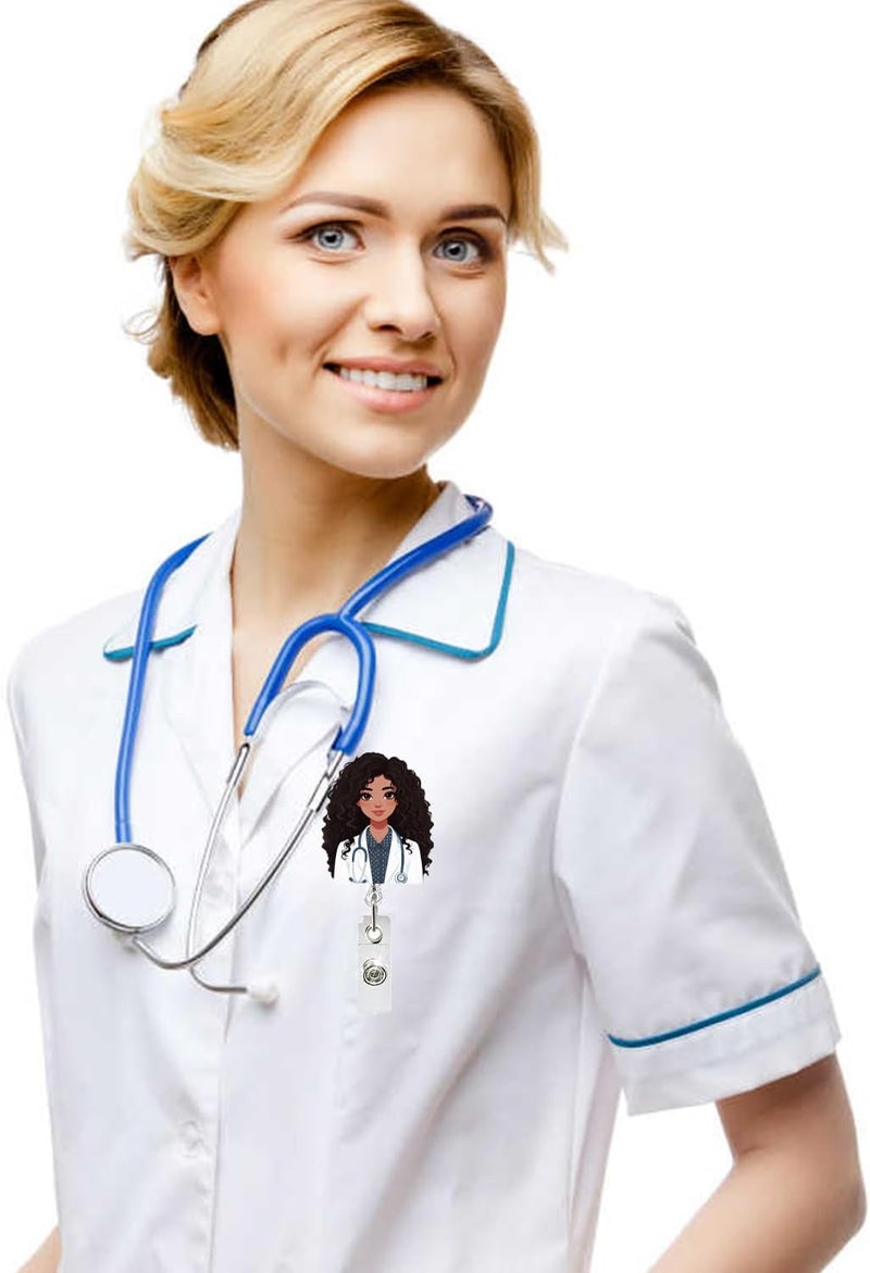 NSSHEL Doctor ID Badge Reel Holder Retractable Medical Badge Reels Designs Cute and Funny Doctor ID Badge Shirt Clip Holders for Teacher Office Retractable Nursing Social Worker Badge Reel Accessories - Image 4
